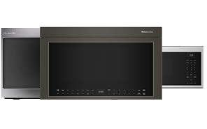 A collage of KitchenAid® Over-the-Range Microwaves. 