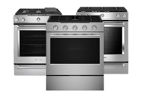 A collage of KitchenAid® Slide-In Ranges