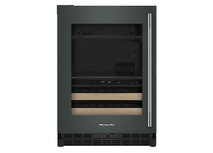 24" Beverage Center with Glass Door and Wood-Front Racks