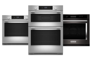 Three KitchenAid wall ovens.