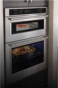 A combination microwave and wall oven.