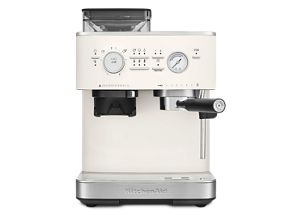 A Semi Automatic Espresso Machine with Burr Grinder.