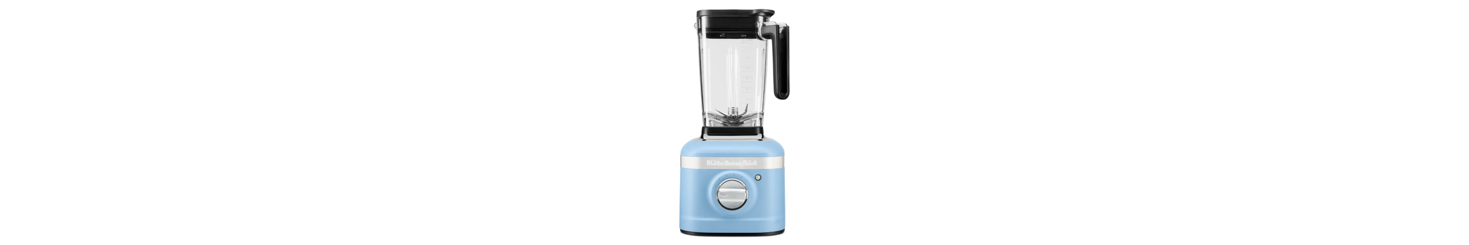 A variable speed blender in blue velvet.
