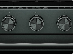 A close up on the knobs of a Juniper oven.