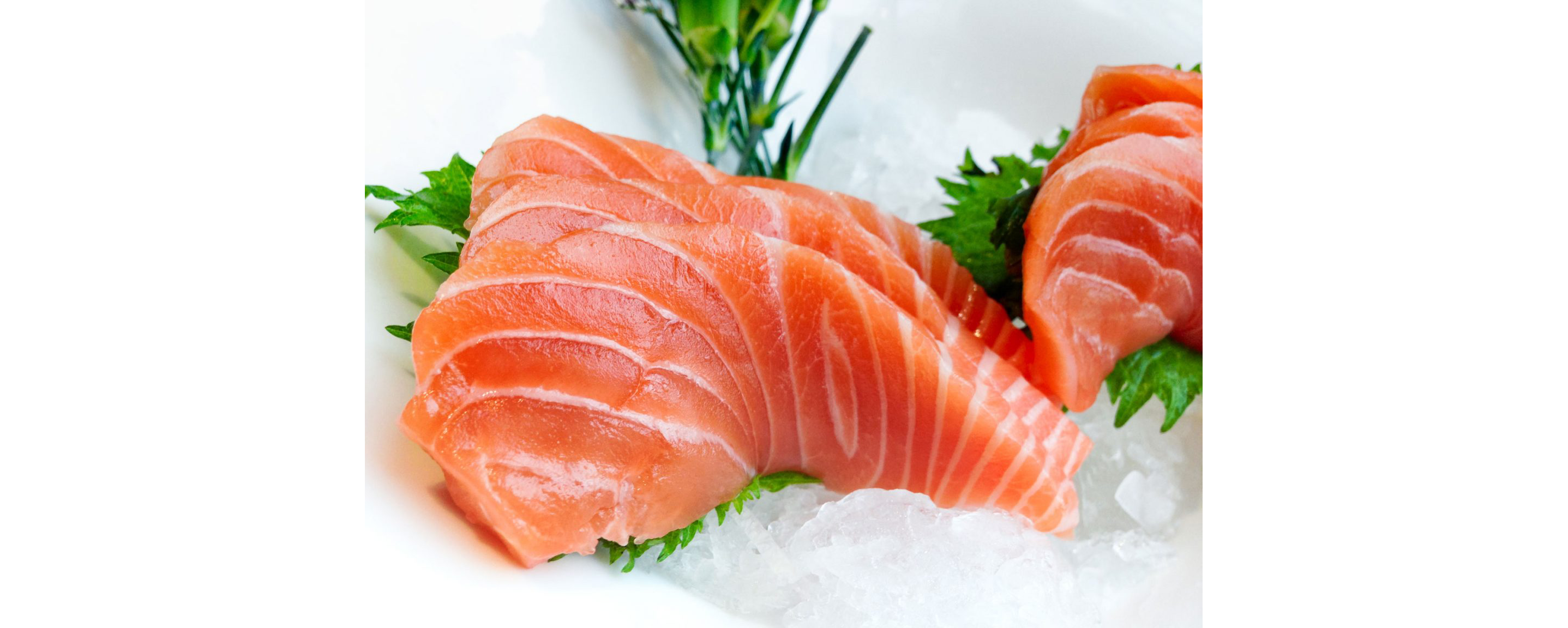 Raw, fresh salmon resting on clean, crushed iced.