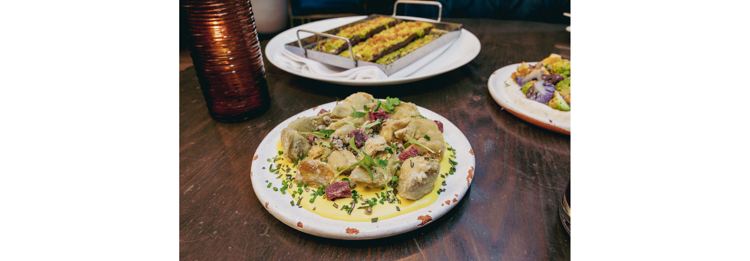 Two delicious dishes set on a table.