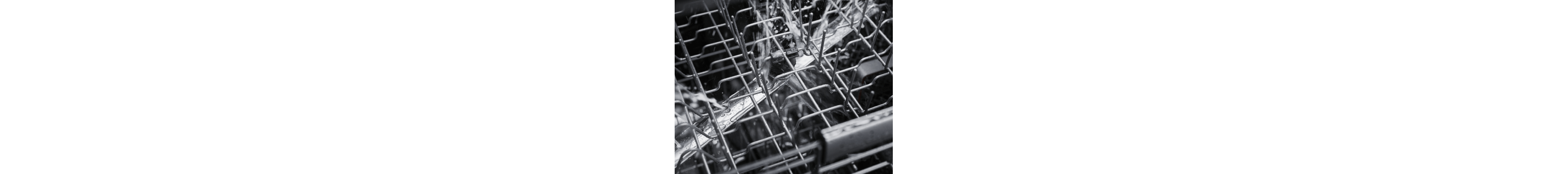 Closeup on interior top dishwasher rack