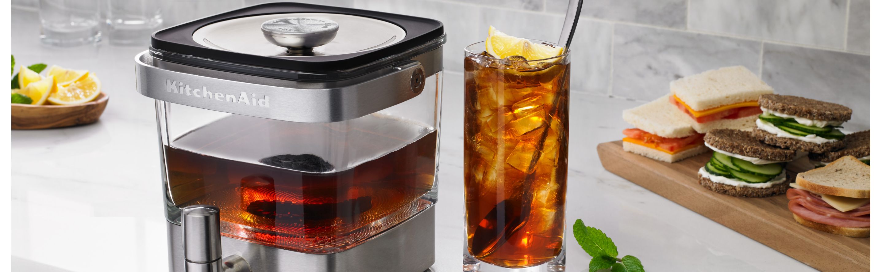 Homemade cold brew tea made in a KitchenAid® cold brew maker