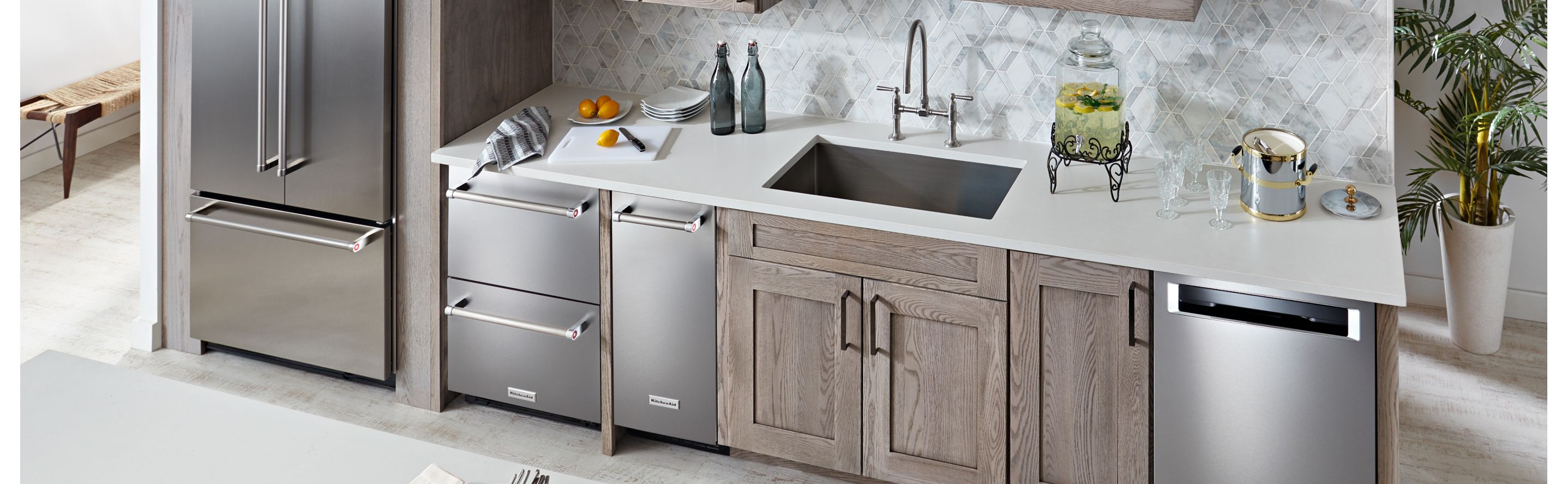Various stainless steel appliances in a modern kitchen