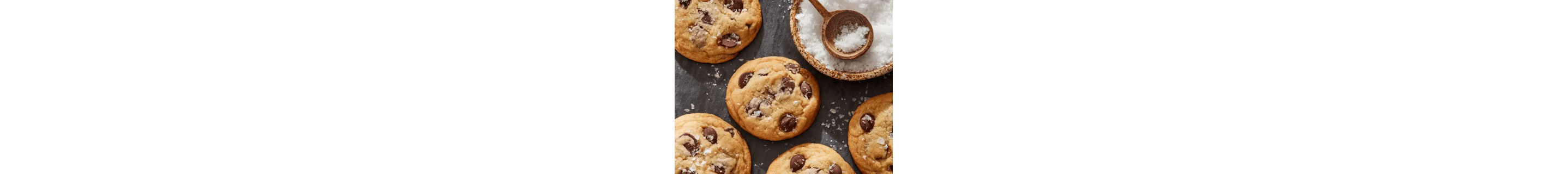Chocolate chip cookies topped with sea salt