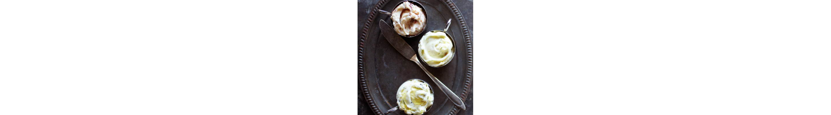 Different butters on a tray