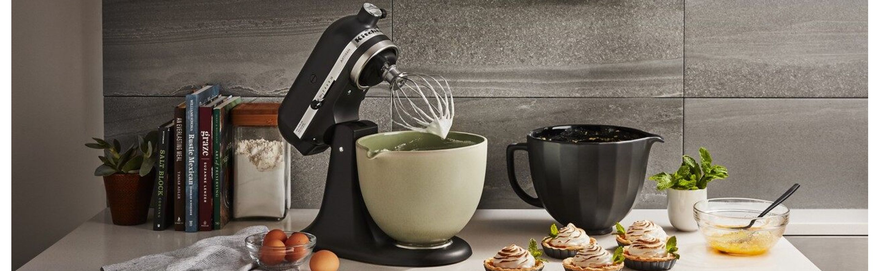 A KitchenAid® mixer at rest