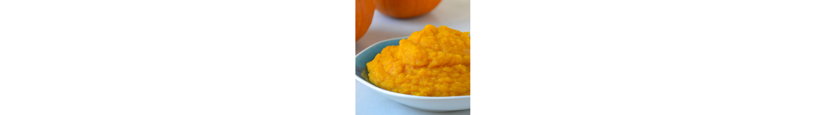 Pumpkin purée in blue bowl
