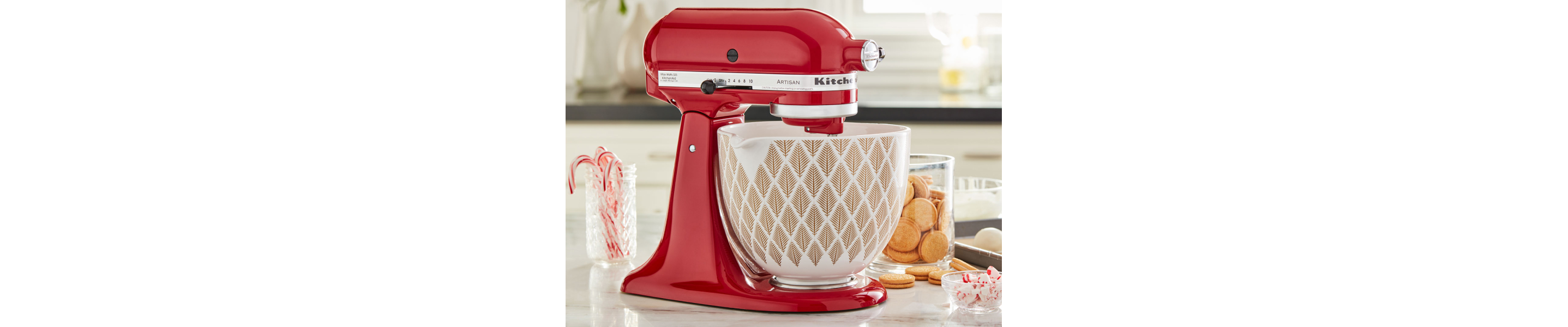 KitchenAid® stand mixer and ceramic bowl with pour spout