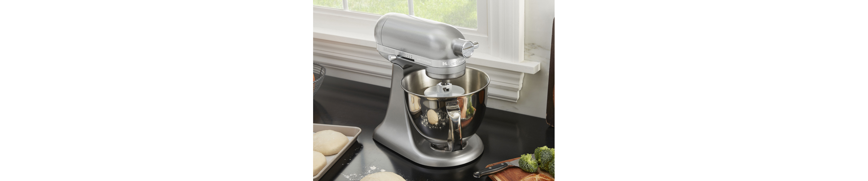 KitchenAid® stand mixer with homemade pizza dough