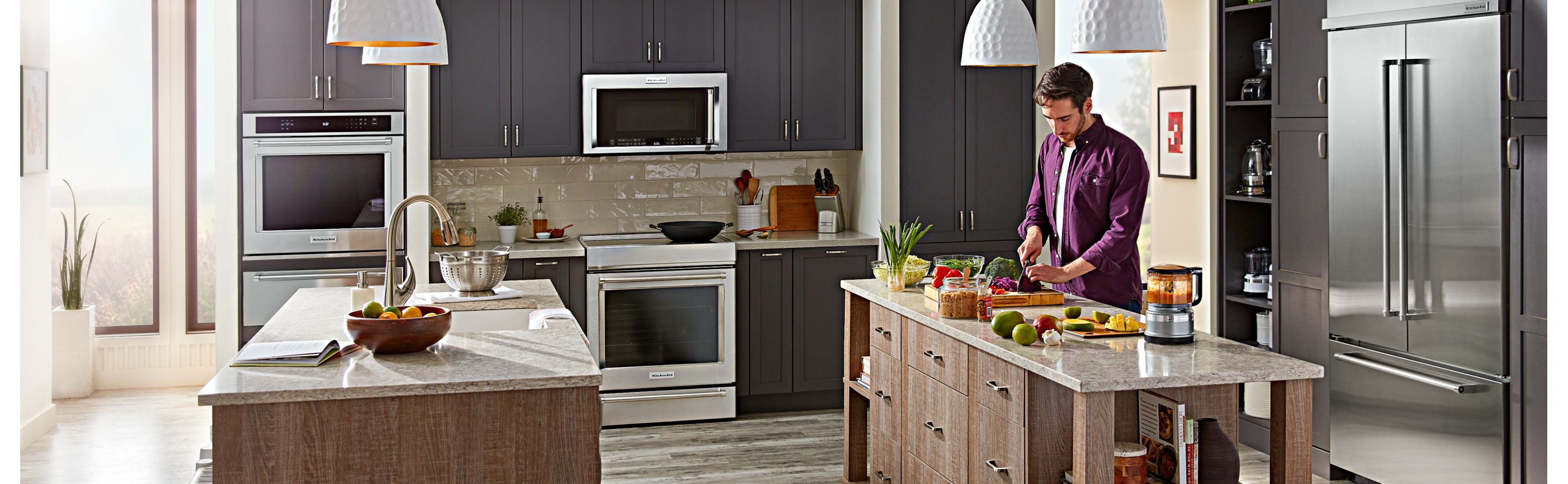 KitchenAid® stainless steel appliances in a modern kitchen