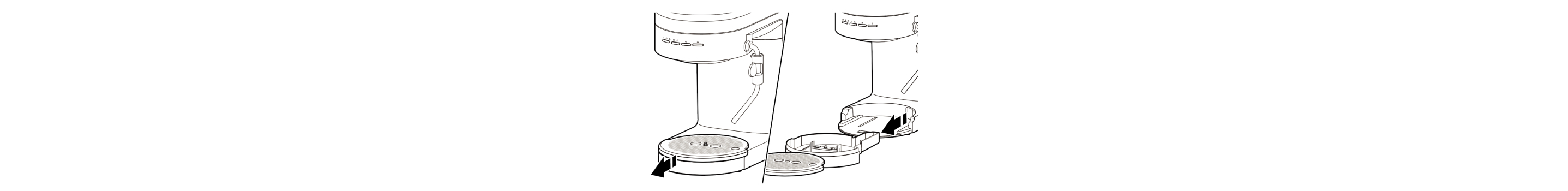 Drip tray being removed from espresso machine