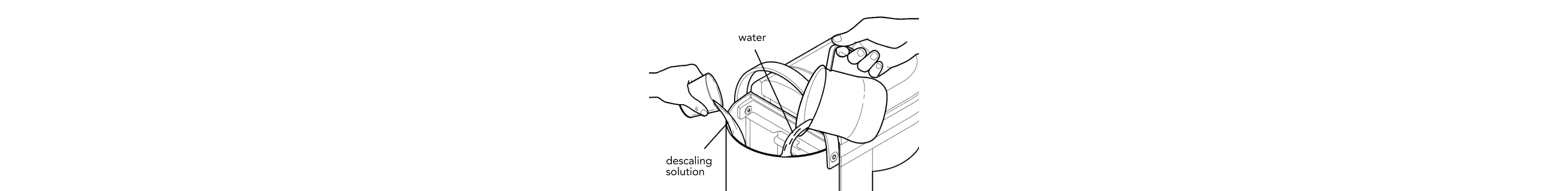 Hand pouring water into a water tank