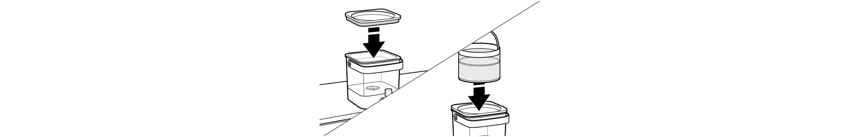 Illustration showing how to assemble a cold brew coffee machine