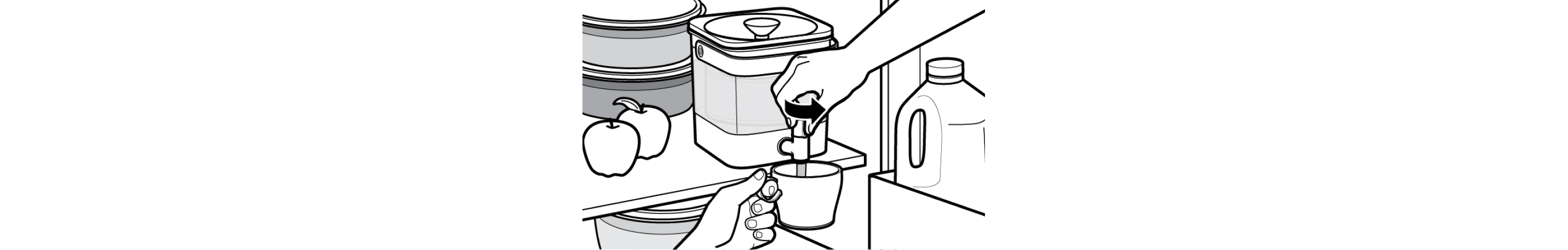 Hand dispensing cold brew coffee concentrate from maker