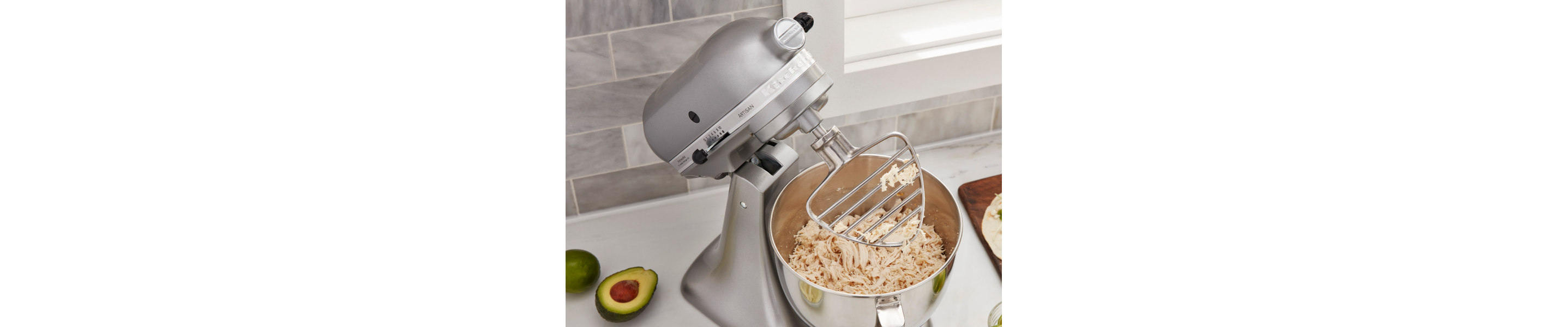 Shredded meat in a stand mixer