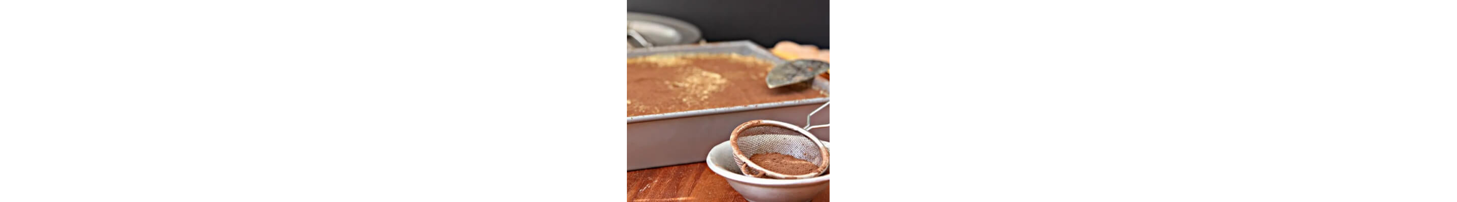 A tray of powdered tiramisu