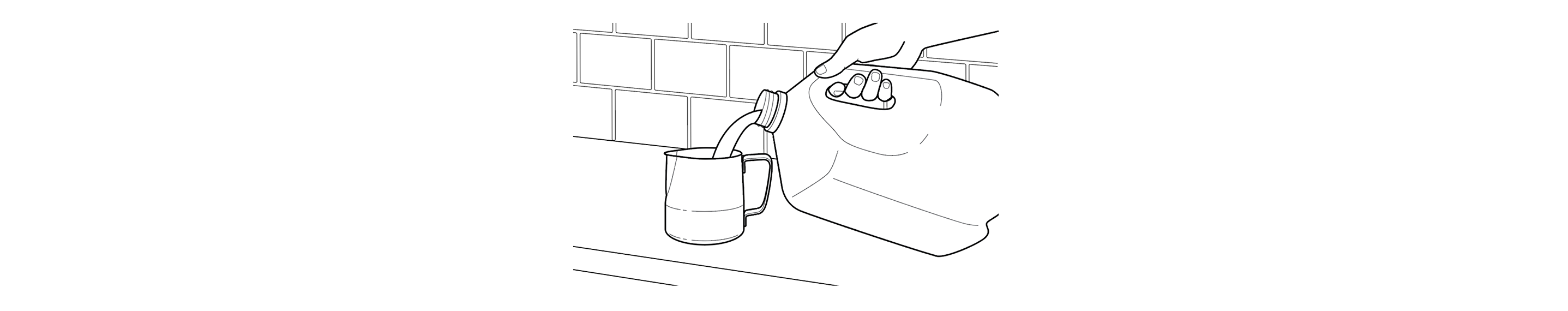 Illustration of milk being poured into a pitcher