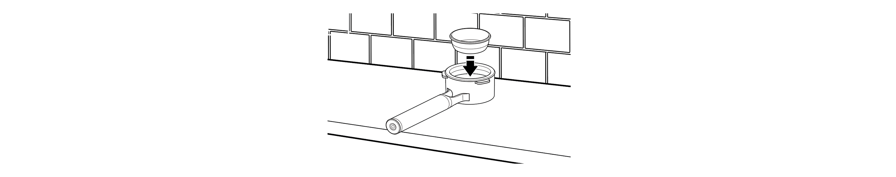 Illustration of basket lowering into a portafilter