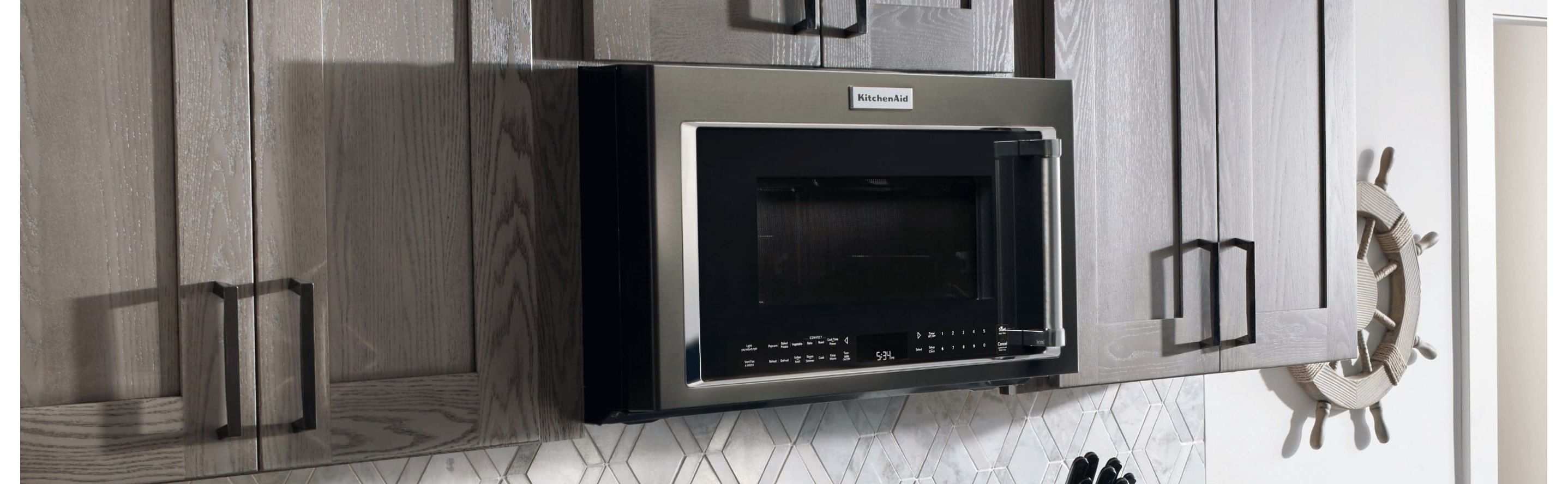KitchenAid® microwave set in cabinetry