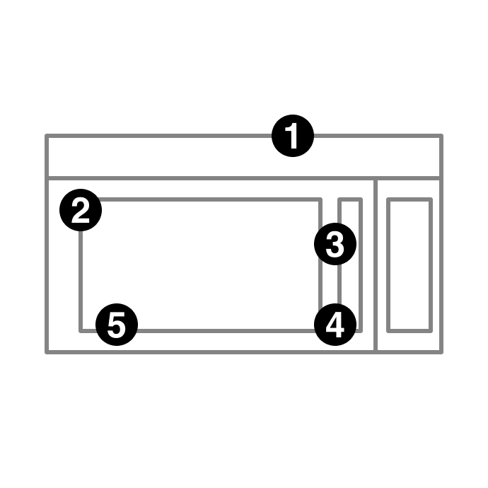 A microwave with numbers indicating model number placement