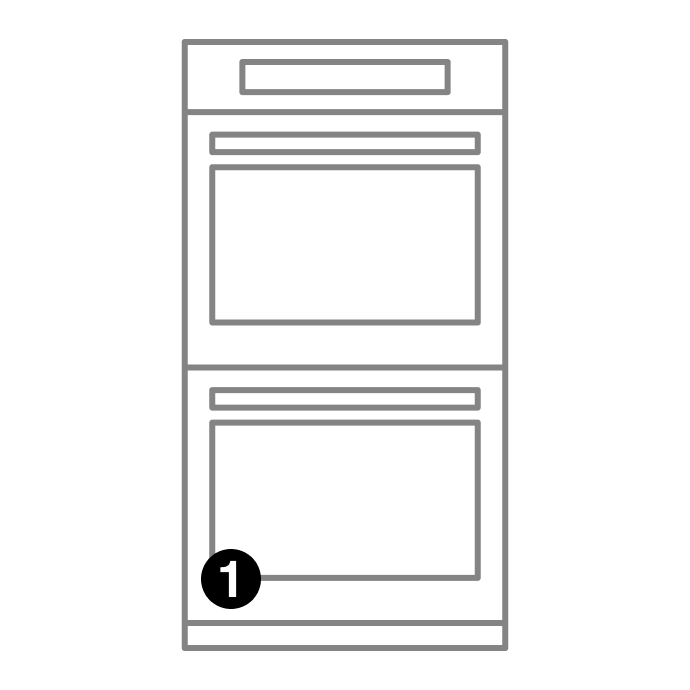 A wall oven with numbers indicating model number placement