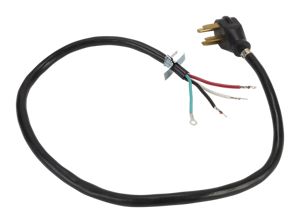 4' Electric Range Power Cord 4 Wire 40 Amp Right Angle Plug