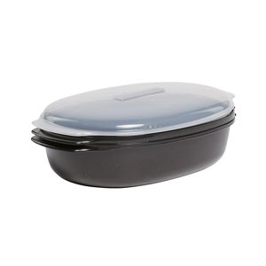 KitchenAid Universal Steaming Container for Standard Size Microwave Ovens - Black (Includes See-through Lid, Steamer Basket, and Bottom Piece)