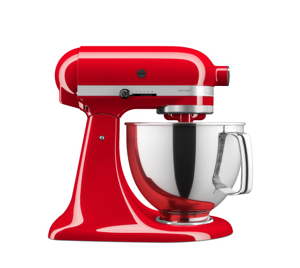 Red KitchenAid brand Tilt-Head Stand Mixer